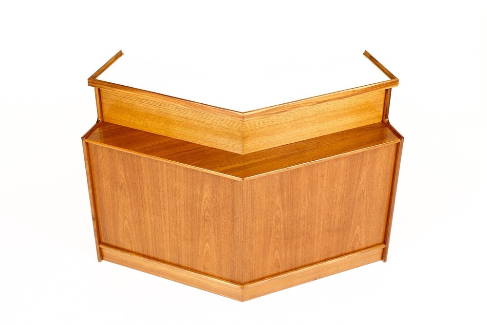 Danish Modern / Mid Century Teak Angular Dry Bar with Display Cabinet — Turnidge
