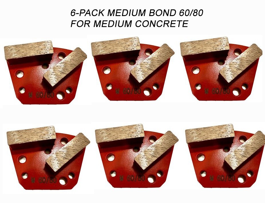 6Pack! Diamond Grinding Discs For Bolt-on Grinders Medium Surface 60/80 Grit