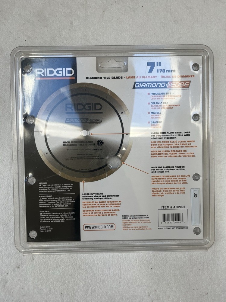 Diamond Edge Ridgid 7” 178mm High Performance Diamond Tile Blade NEW