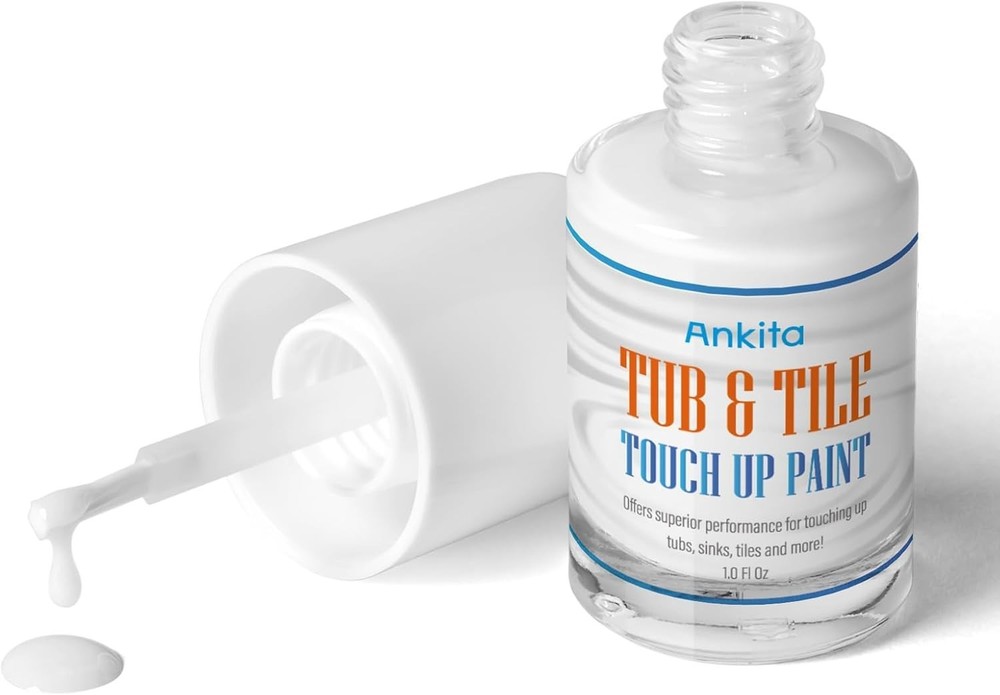 High-Gloss White Tub & Tile Paint - Quick-Dry Waterproof Solution, 1 Fl Oz