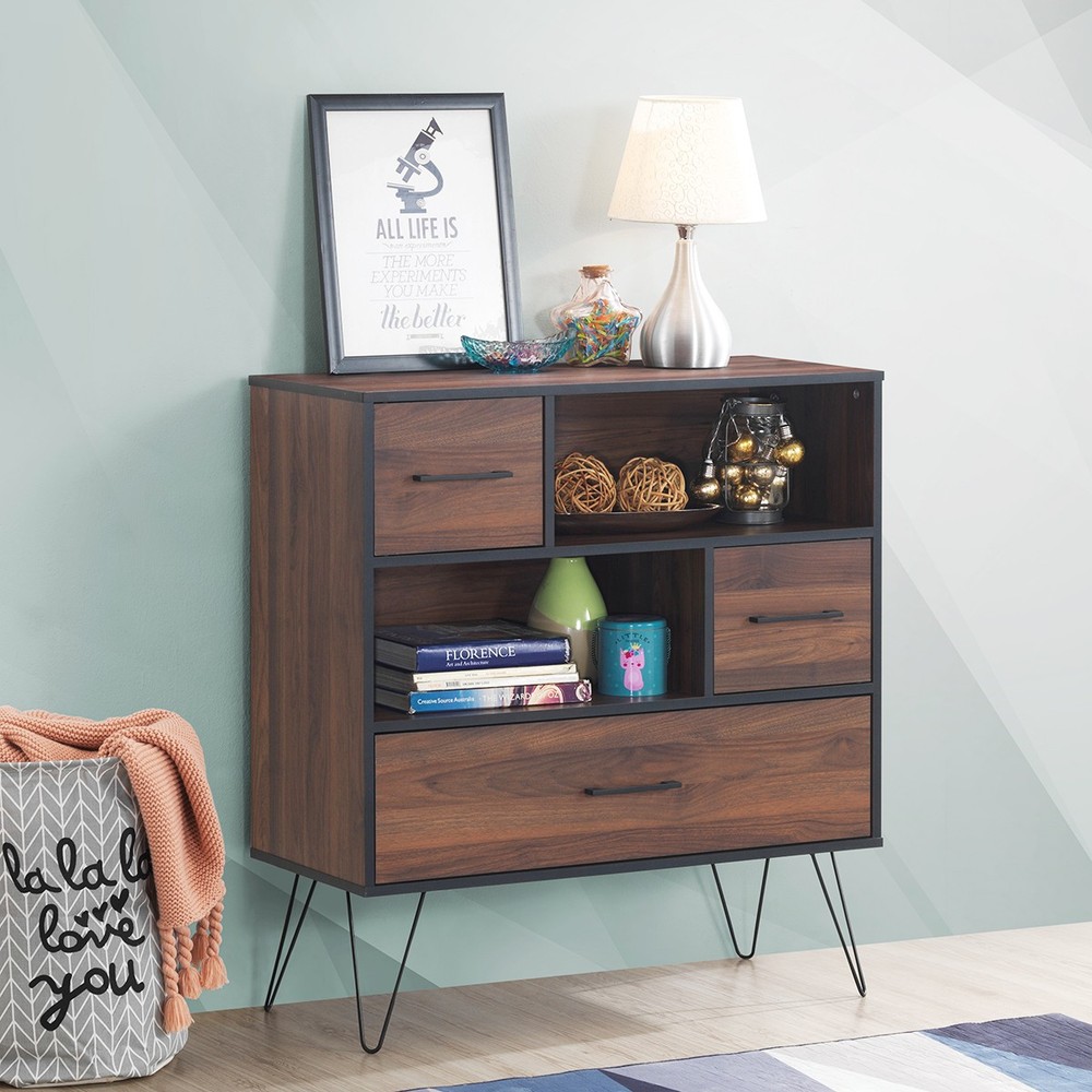 Sideboard Storage Cabinet Multipurpose Display Unit w/ Drawers Walnut Home