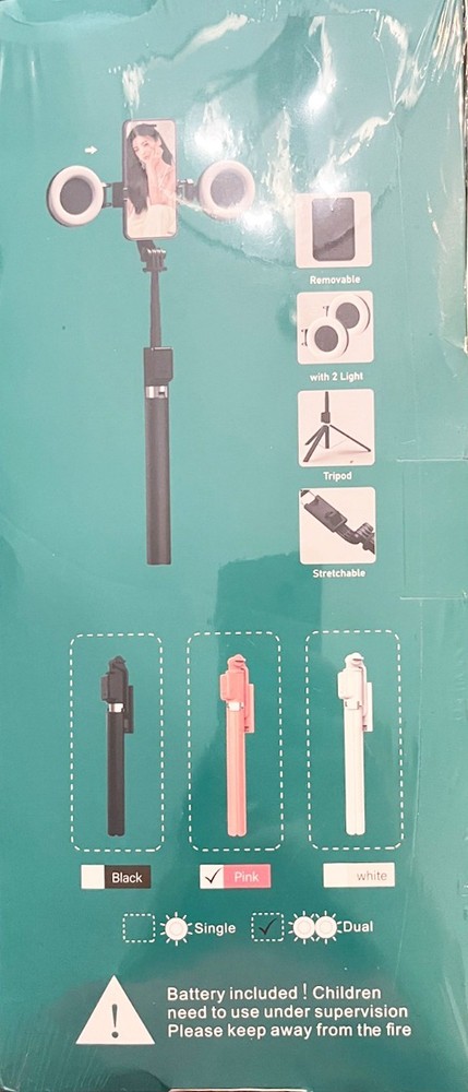 Imoli Selfie Stick Tripod With Remote Control. Bluetooth Stretchable 2 Lights