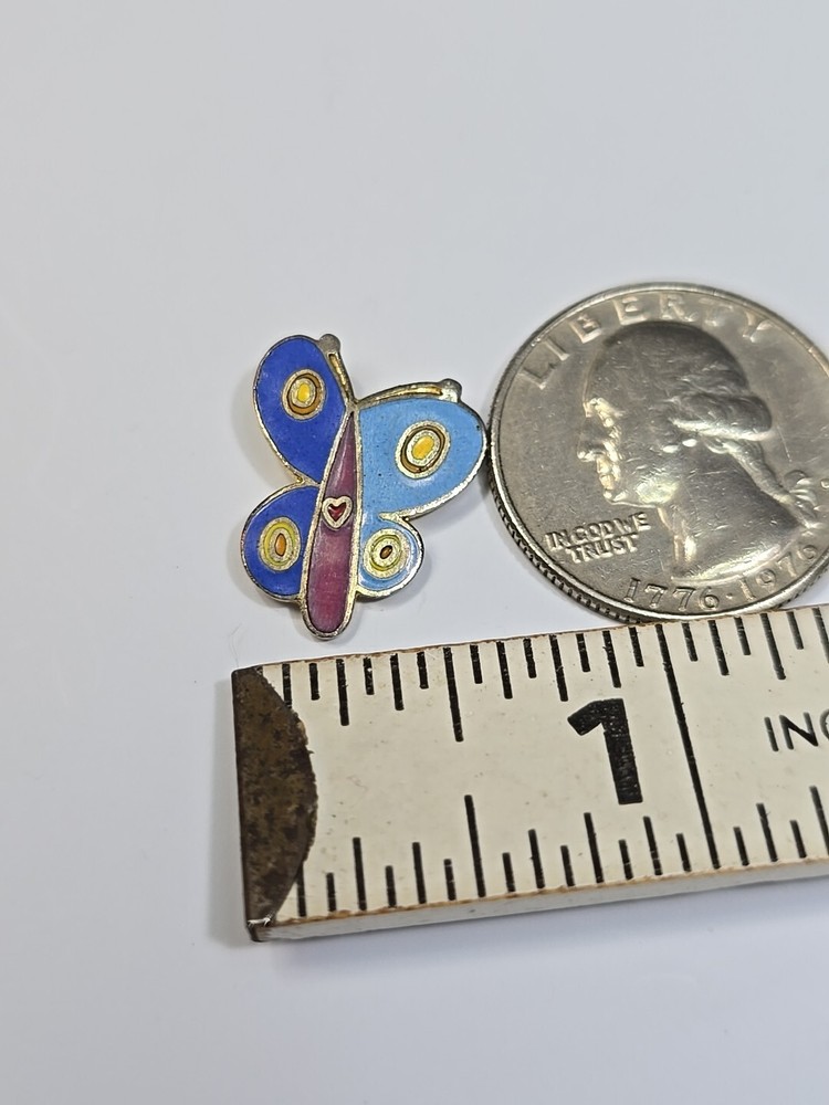 Stylized Blue Butterfly With Yellow Spots Lapel Pin