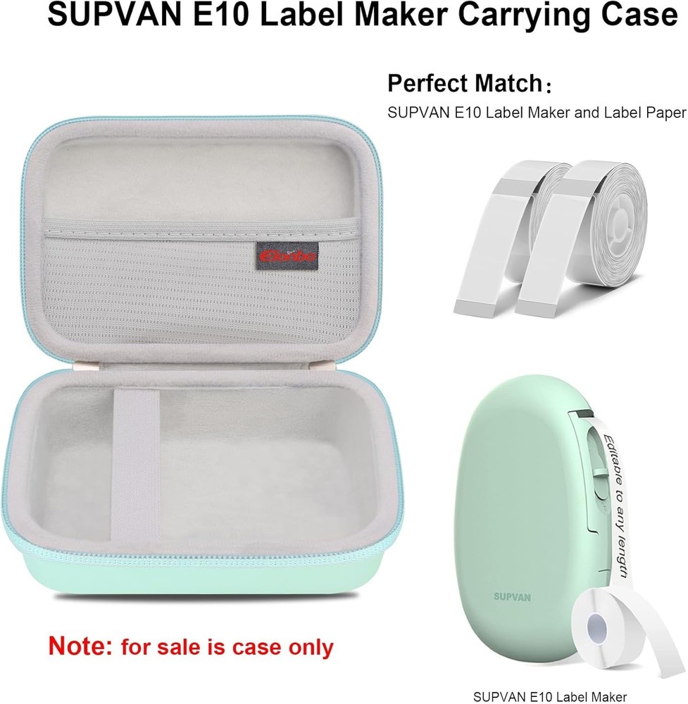 Elegant Light Green Carrying Case for SUPVAN E10 & Phomemo D30 Label Makers