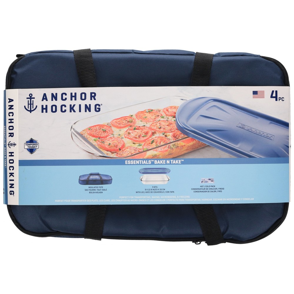 Anchor Hocking 4-Piece Essentials Bake N Take Set - Navy Blue