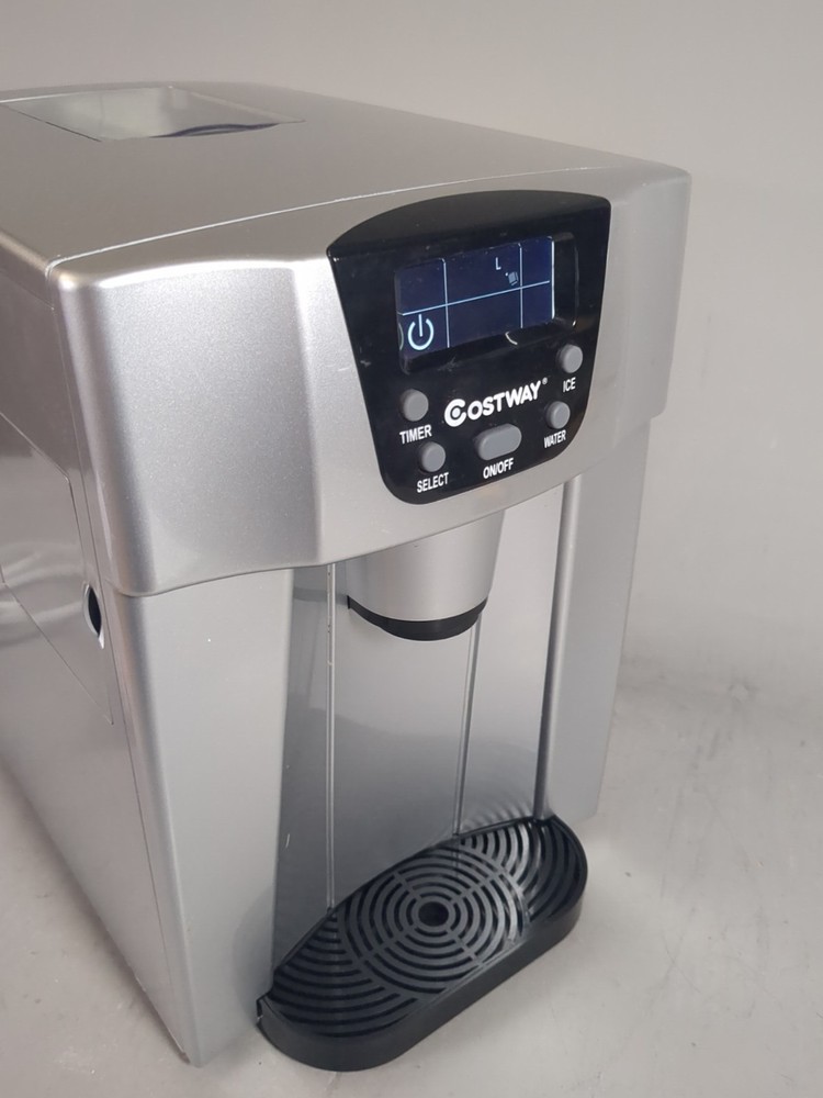 Countertop Ice Maker Water Dispenser Combo Automatic LED Gray Tested