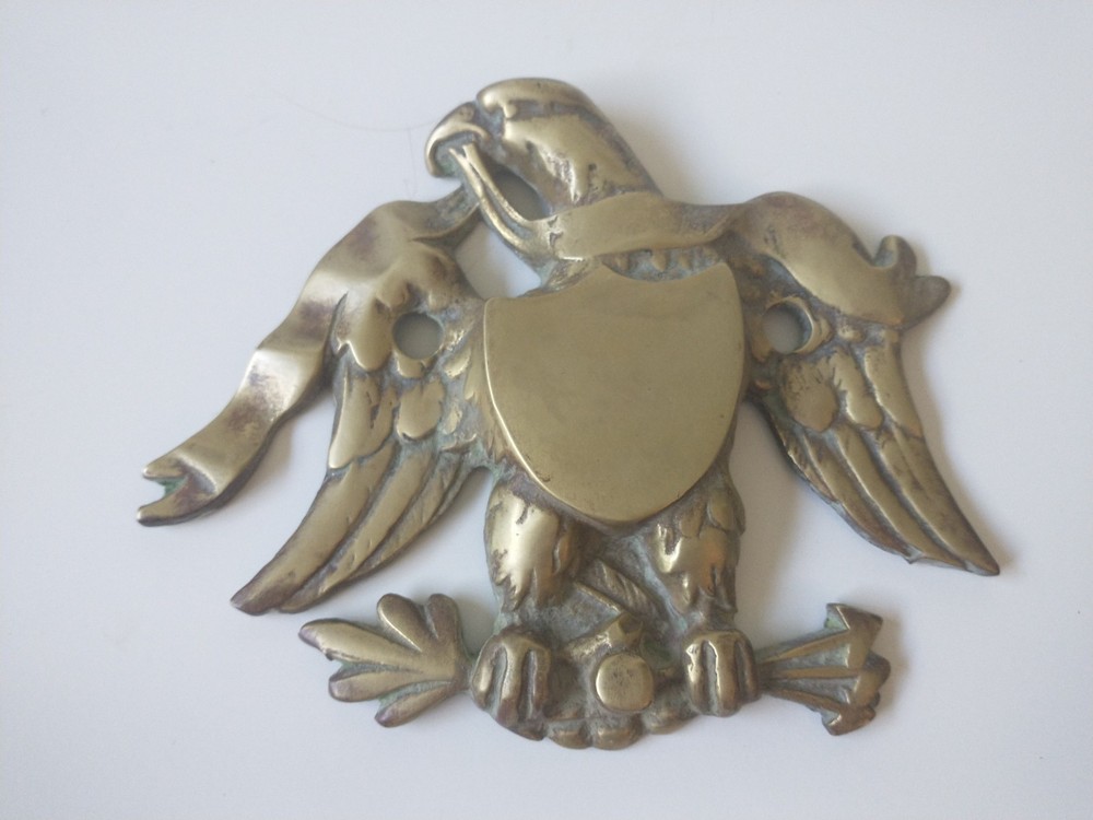 Vintage Solid Brass Eagle 6" Tall 7" Wide, 2 Holes for Mounting