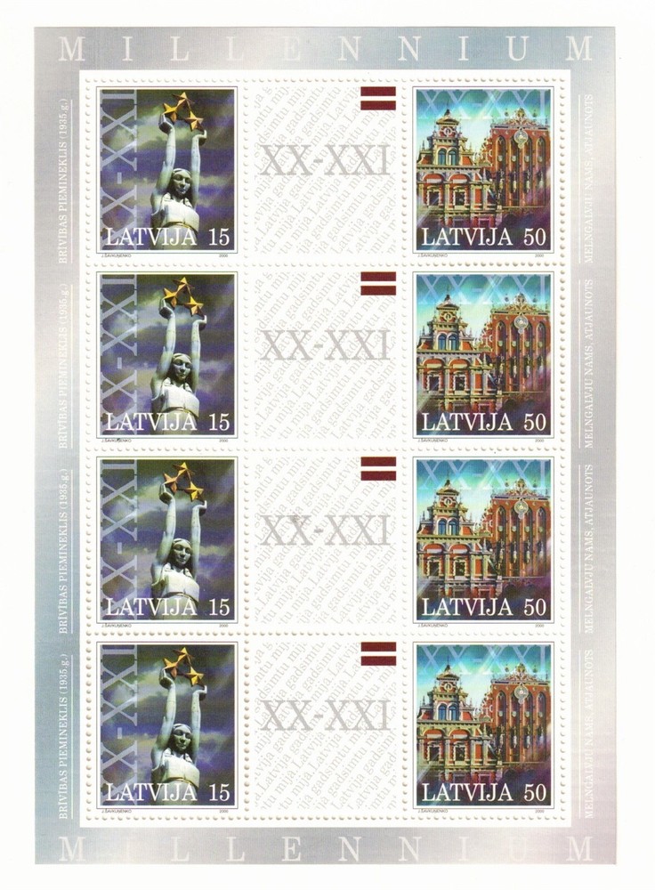 Latvia Sc 514 MNH issue of 2000 - MINISHEET - Millenium