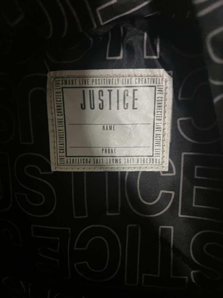 Justice Black Marble Pattern with Tech Pocket & Lanyard 17" Backpack Girls