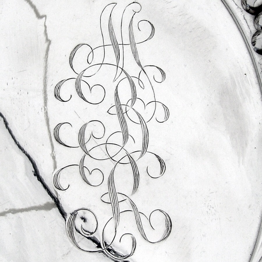 Oval Serving Tray Grape Vine Design Sterling Silver Whiting 1906 Mono MBR