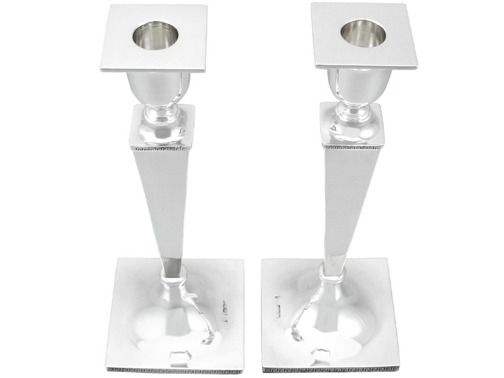 Sterling Silver Candlesticks - Antique George V (1925)