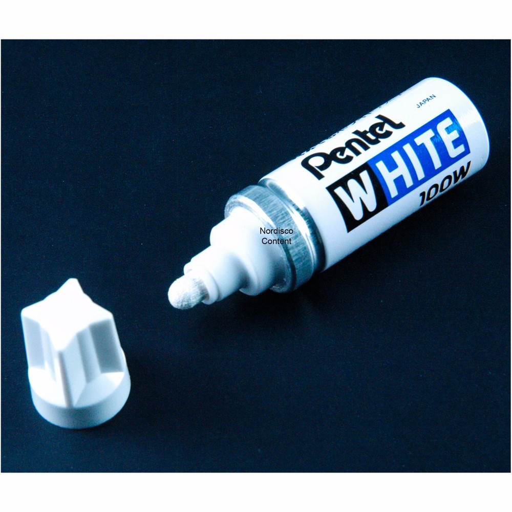 6 Each, Pentel White 100W Marker, Bold Point, Permanent Ink