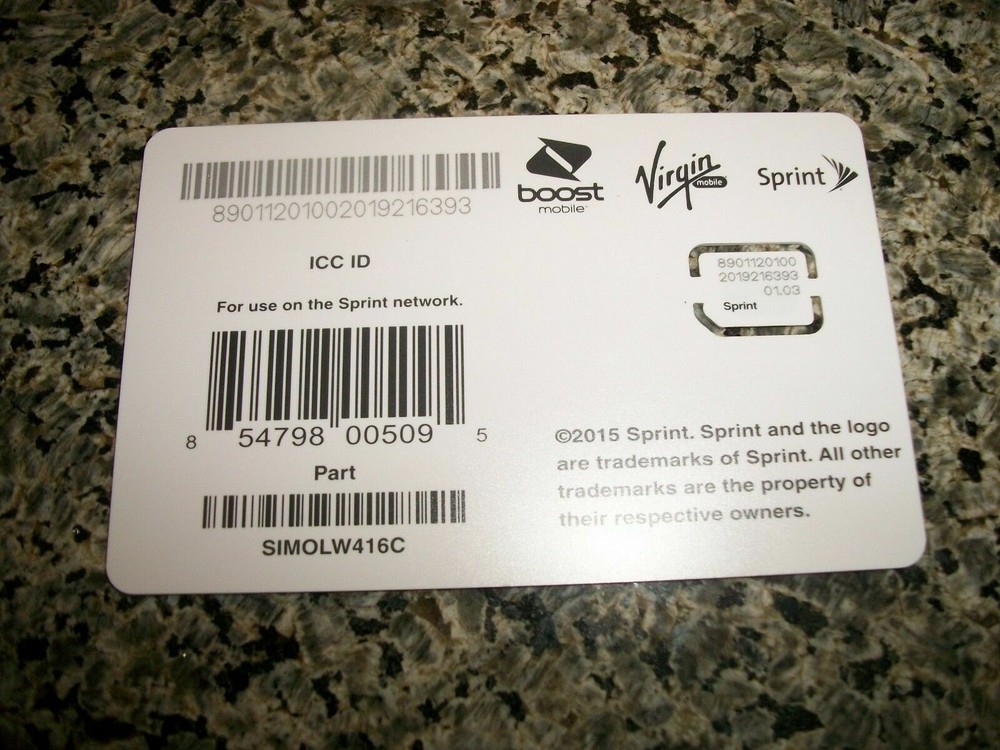 Sprint Sim Card SIMOLW416C NEW