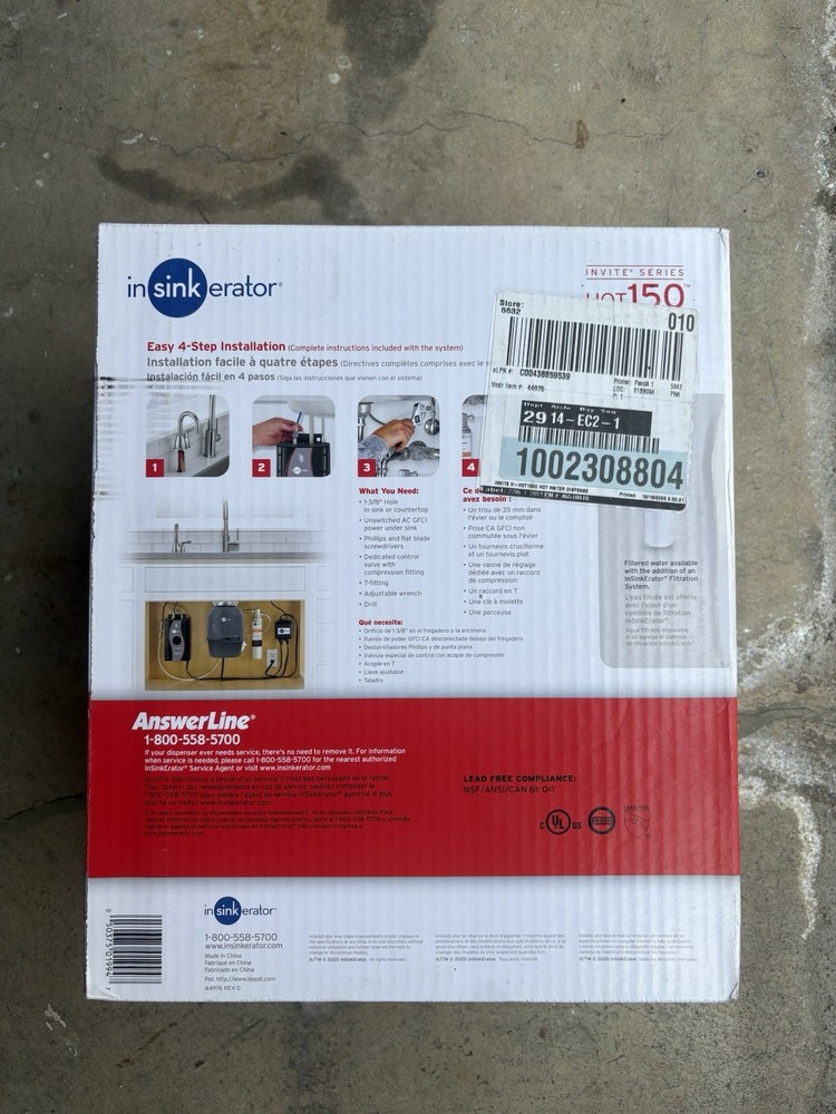 InSinkErator H-HOT150C-SS Water Dispenser - Chrome NEW SEALED SAME DAY SHIP