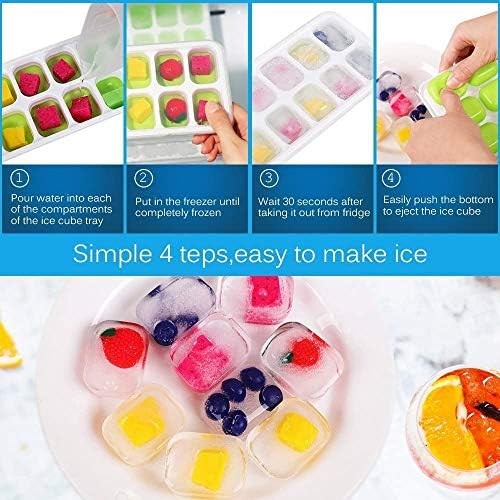 Ice Cube Trays Silicone 14 Easy-Release 2 Pack BPA Free