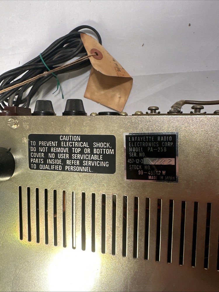 Solid State Microphone/Phono Amplifier Lafayette PA-25B Not Working
