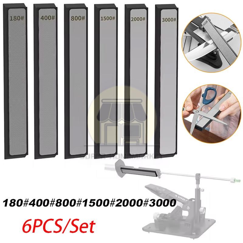 6PCS 180-3000Grit Diamond Sharpening Stone Set Knife Sharpener Plate for Kitchen