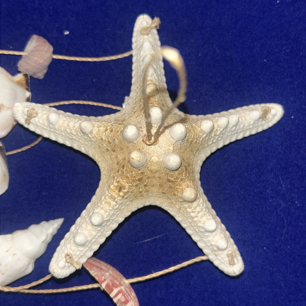 Vintage Handmade Seashell Starfish Wind Chime 22”