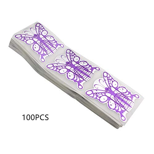 100Pcs Nail Forms Acrylic Extension Guide Sticker Butterfly