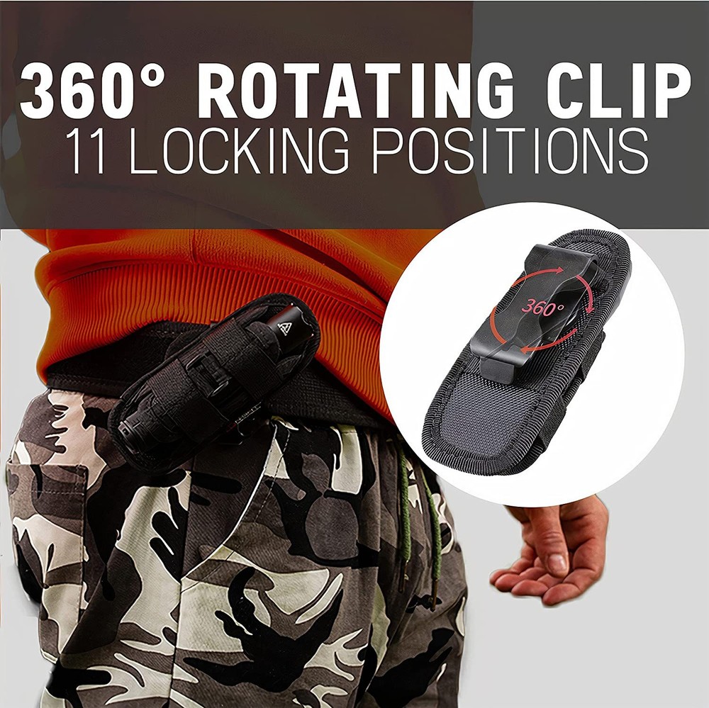 Tactical Molle Flashlight Holder Nylon Belt Holster Flashlight Torch Case Pouch