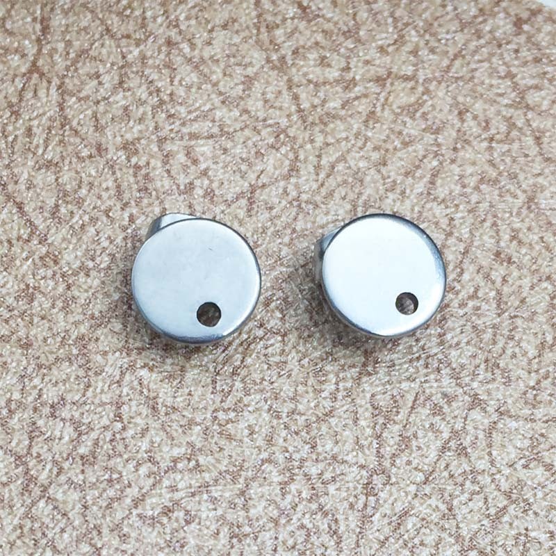Stainless Steel Round Earring Posts/Base/Studs/Settings with Back 8mm for Dangle
