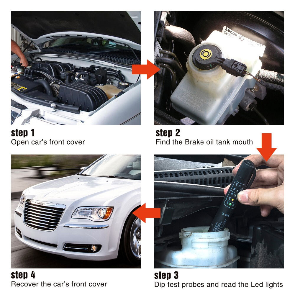 Brake Fluid Tester Pen Oil Testing Moisture Diagnostic Tool For DOT3 DOT4 DOT5