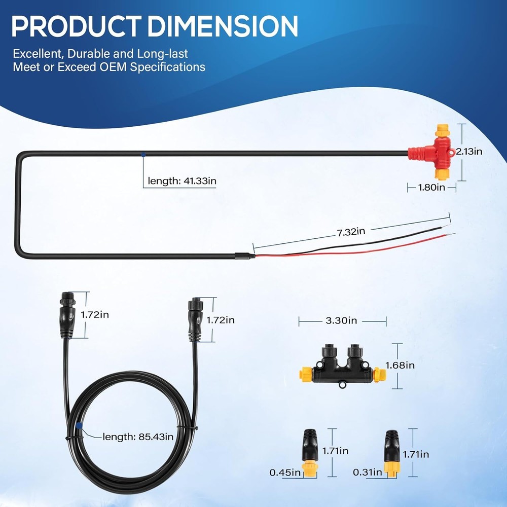 NMEA 2000 Dual Device Starter Kit Backbone Cables Drop Cables Dual Tee Connector