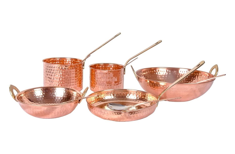 Pure Copper Cookware Set 10 Piece Set with Serving Spoon