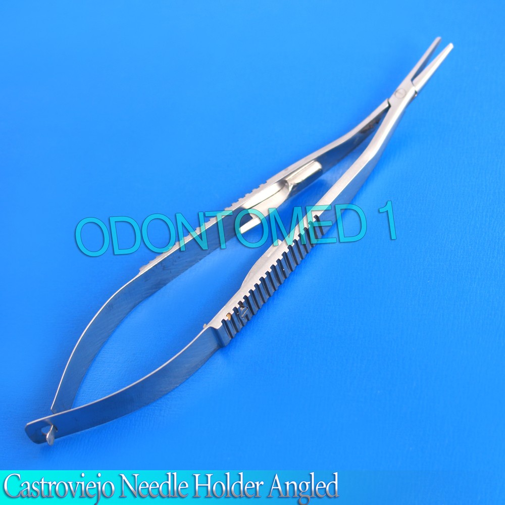 CASTROVIEJO MICRO SURGERY SURGICAL NEEDLE HOLDER 5.5" ANGLED TIP