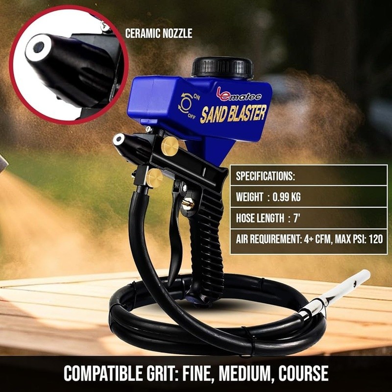 Portable Sandblaster Gun Mini Air Powered Sand Blasting Tool Rust Removal New