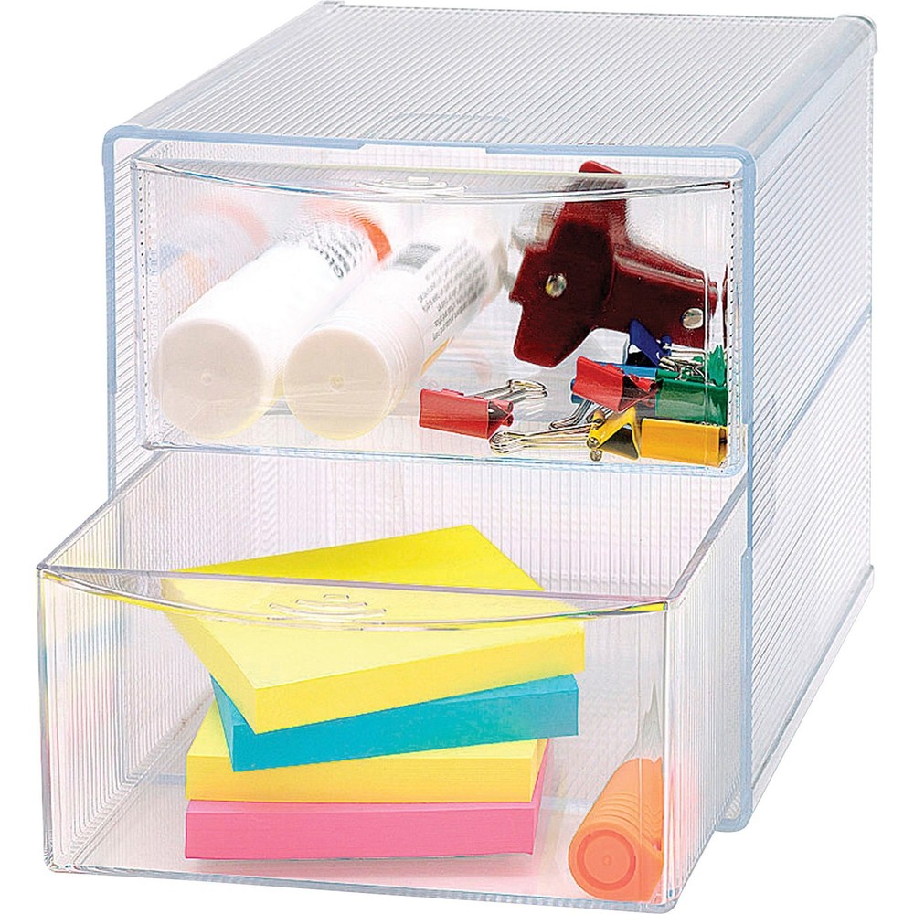 Business Source 2-drawer Storage Organizer 1 Each Clear