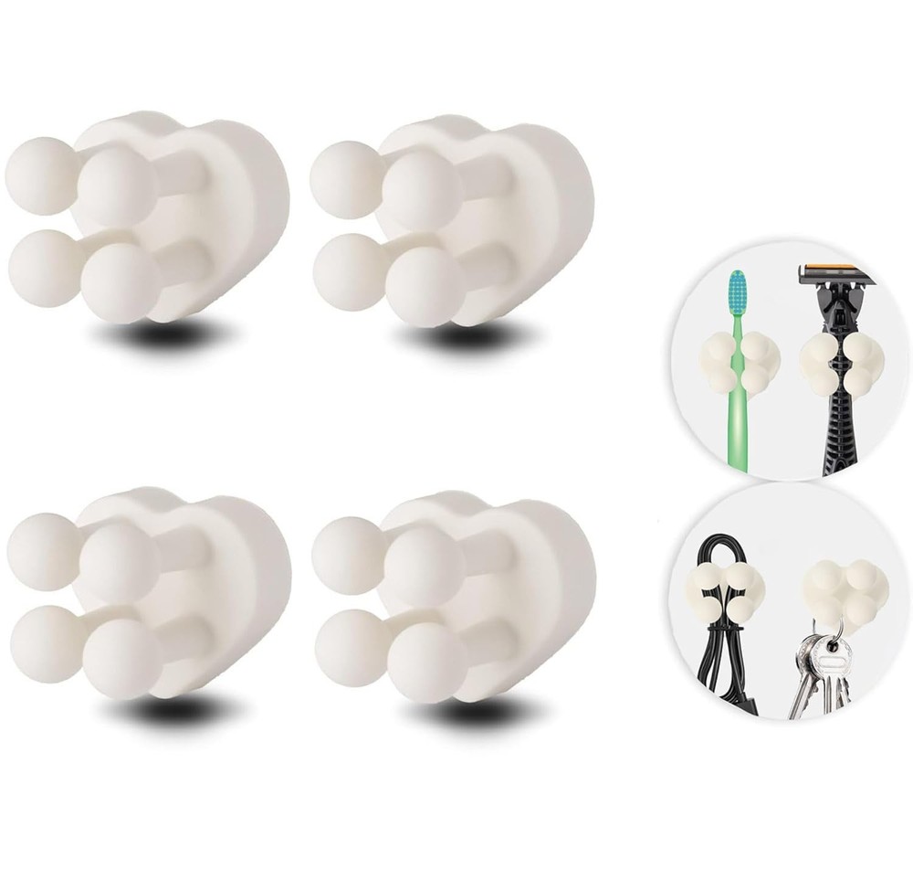 4 Pcs Waterproof Silicone Toothbrush Holder,Cute Multi-Function Whiteheart4