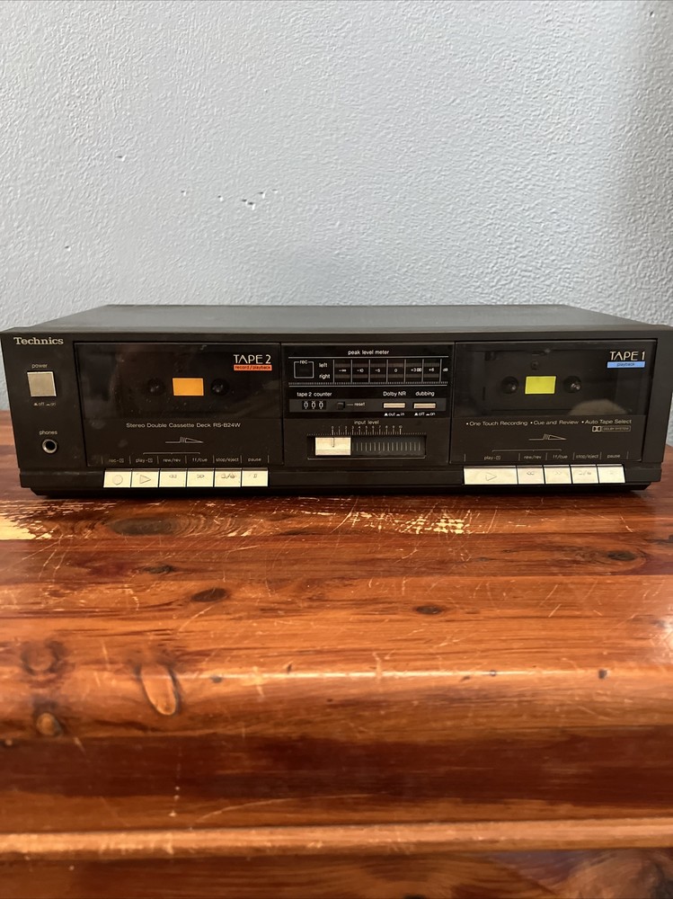 Vintage Technics RS-B24W Dual Double Cassette Player Black Tested