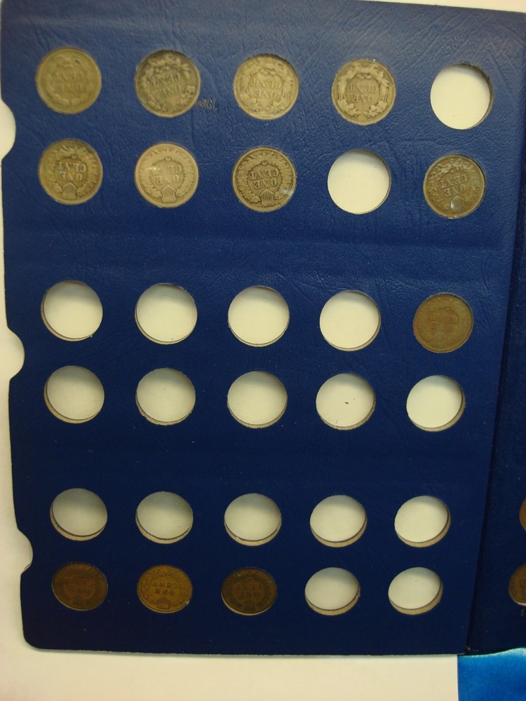 OLDTIME INDIAN CENT COLLECTION - 40 DIFF. COINS - 1857 - 1909