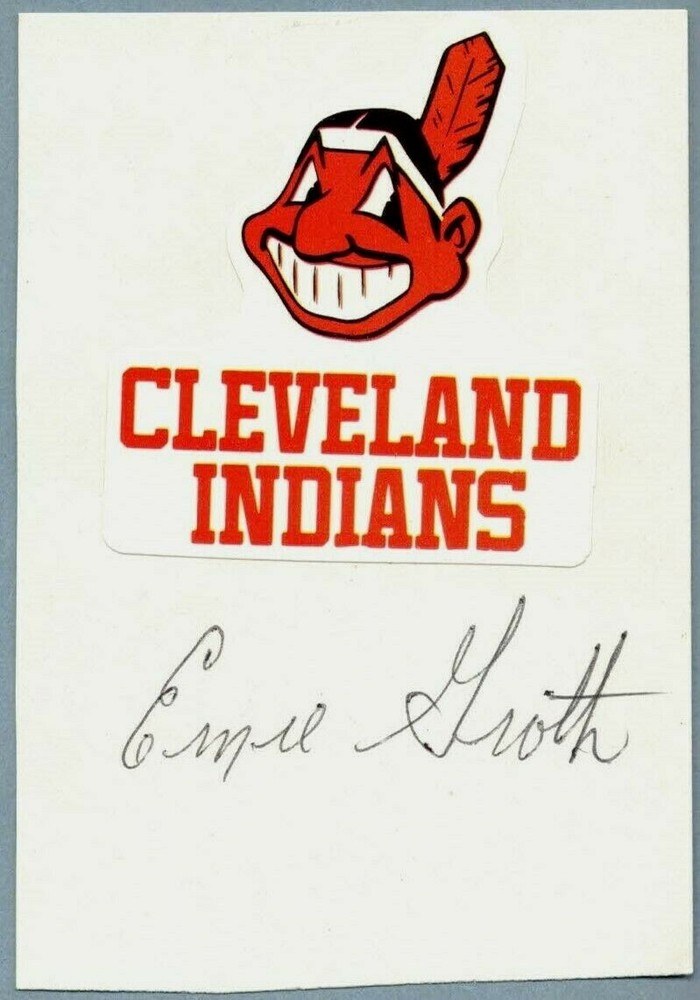 Ernie Groth Cleveland Indians Signed Cut (Dec'd 2004) HTF!