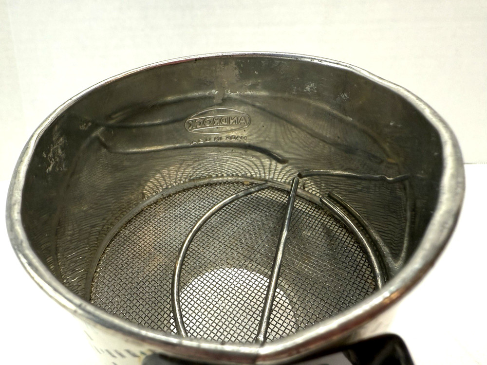 Vintage MCM Androck USA Flour Sifter Primitive Kitchen Tools Gadgets