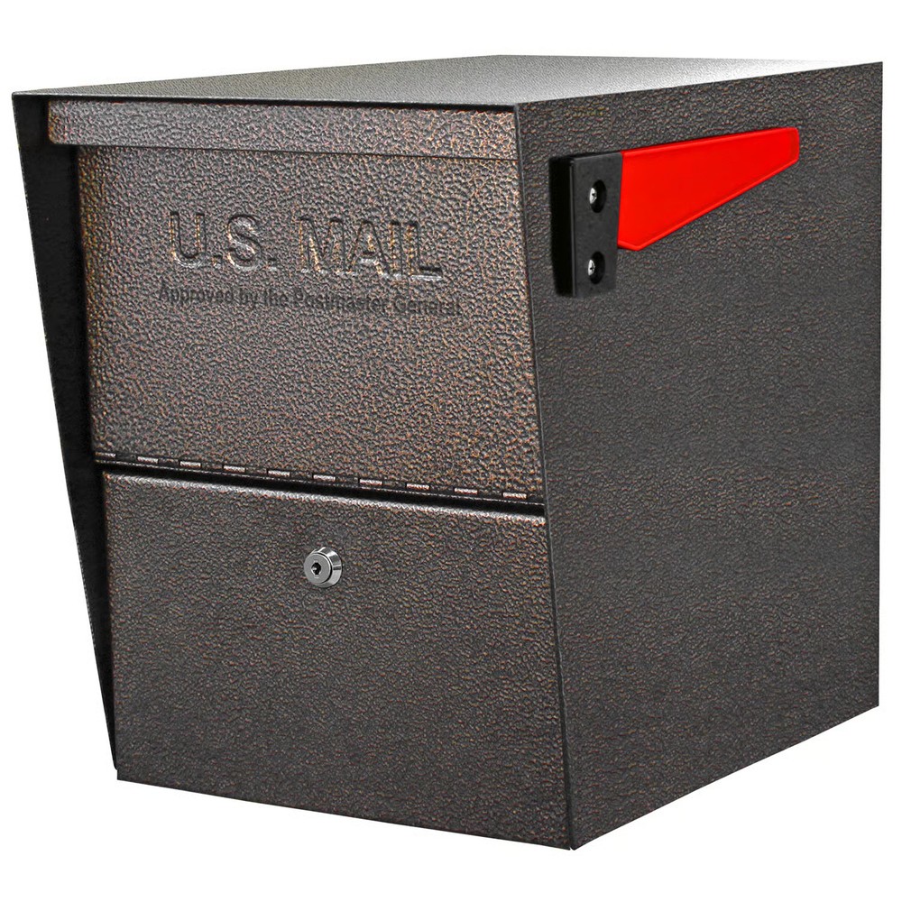 Mail Boss Package Master Modern Galvanized Steel Post Mount Bronze Locking Mailb