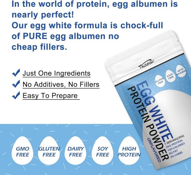 Egg White Protein Powder Pasteurized No Additives, High Protein, 8 oz. Bag