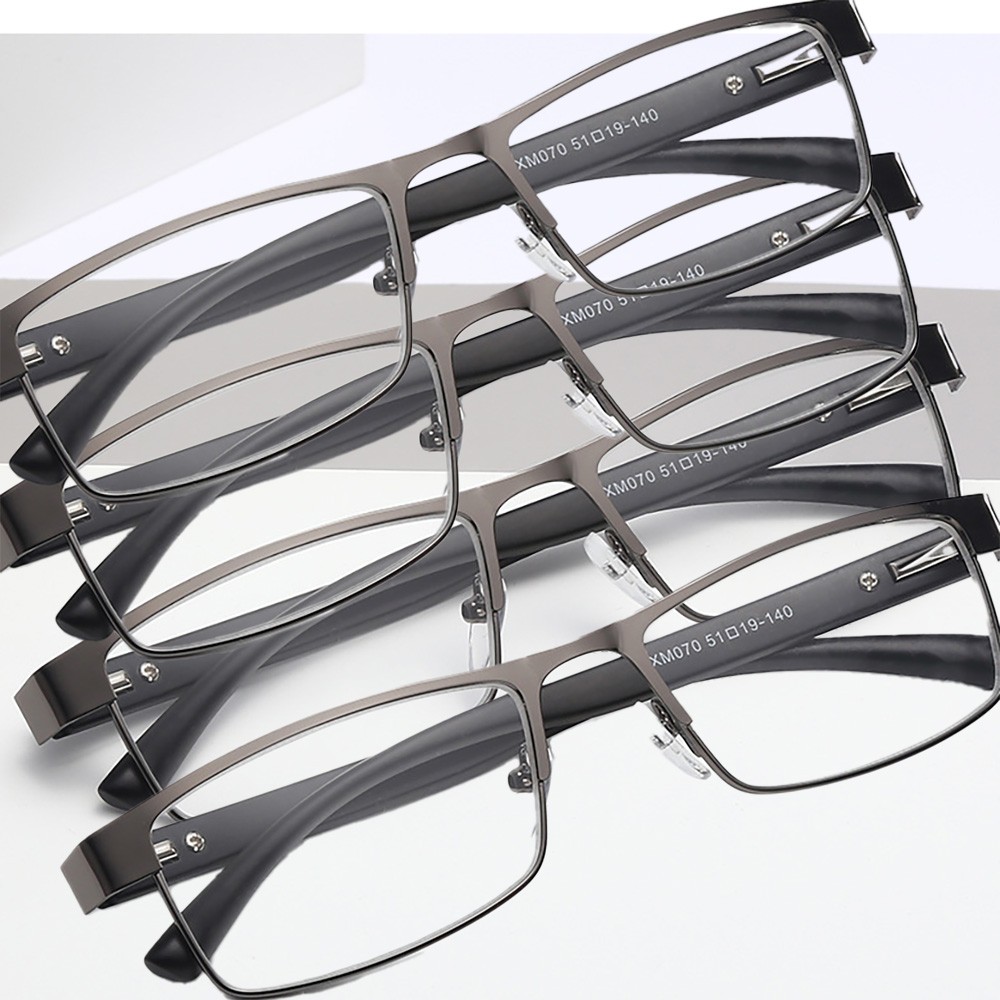 4 Pack Blue Light Blocking Reading Glasses Metal Full Frame Readers Spring Hinge
