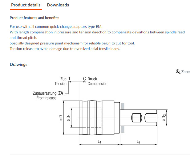 EMUGE QUICK-CHANGE TAP HOLDER