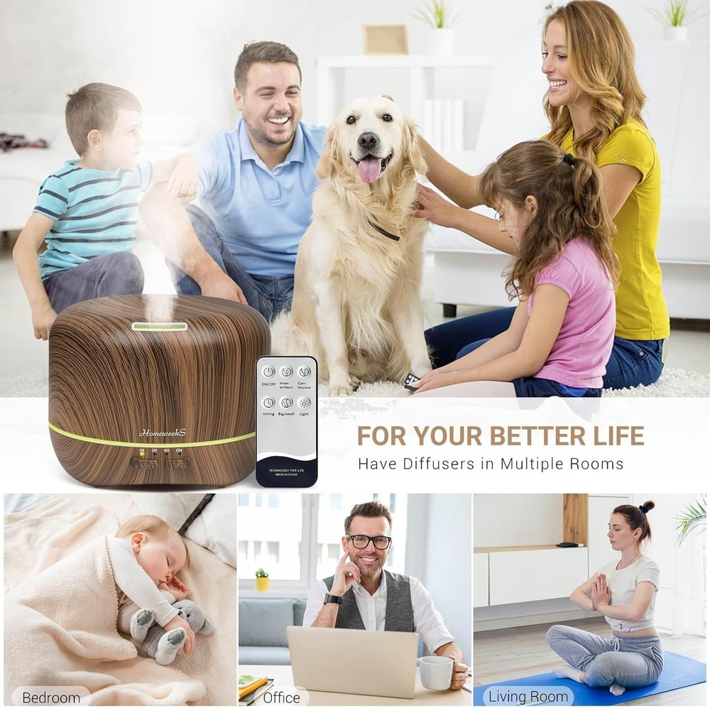 Ultrasonic Essential Oil Diffuser & Humidifier for Room with Cool Mist