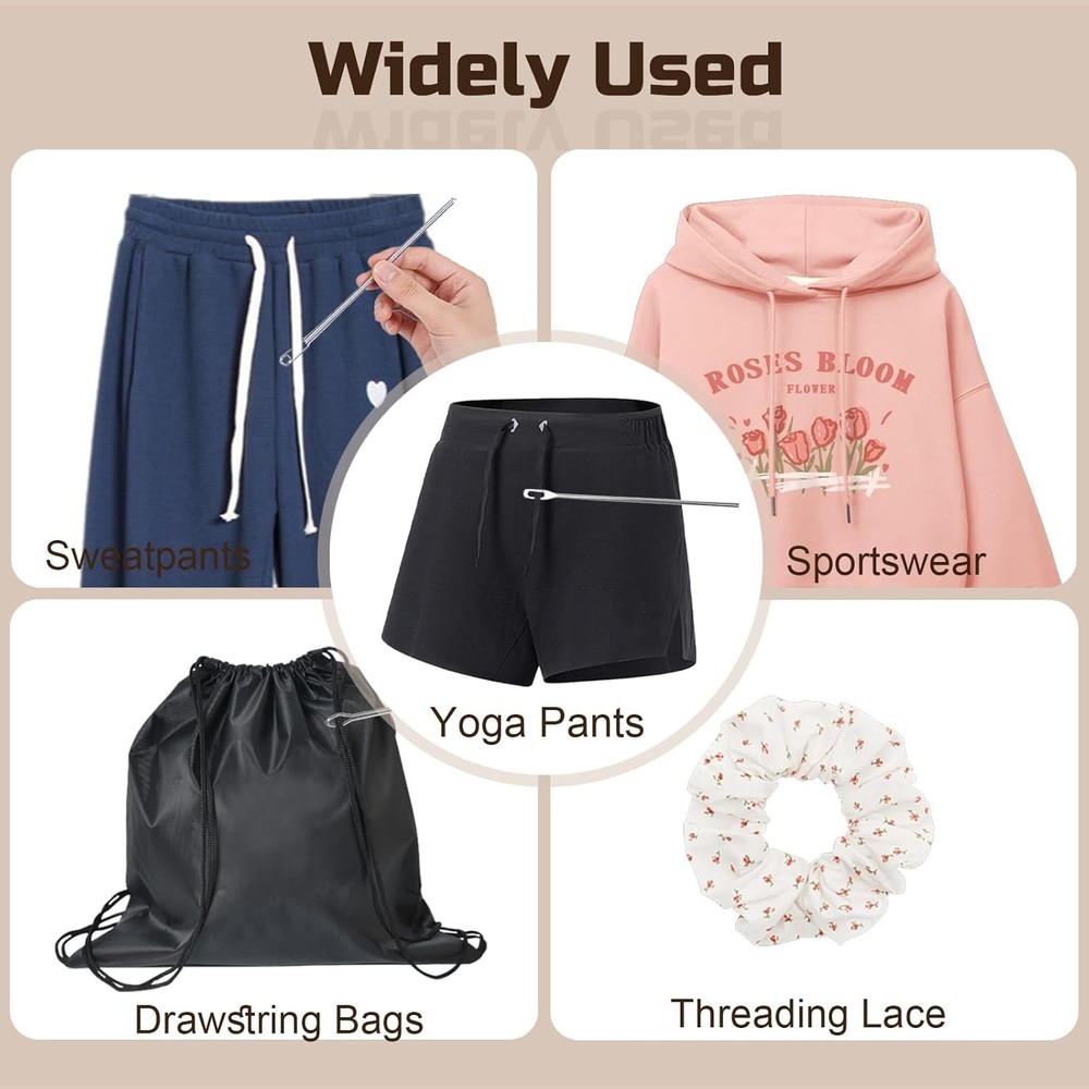 4-Piece Drawstring Threader Tool Kit with Spring-Loaded Tweezers & Pins