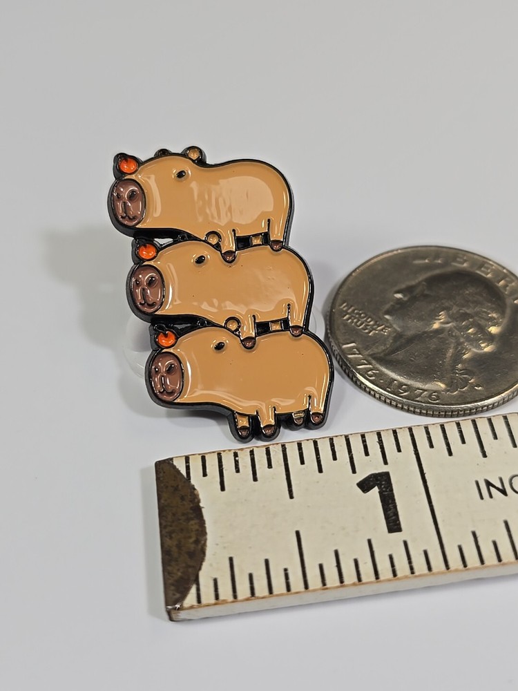 Stack of 3 Capybaras Lapel Pin Whimsical