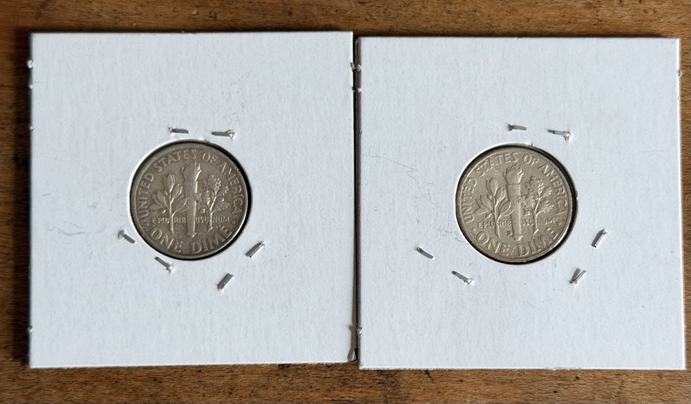 1964 & 1961 D Silver Roosevelt Dime circulated