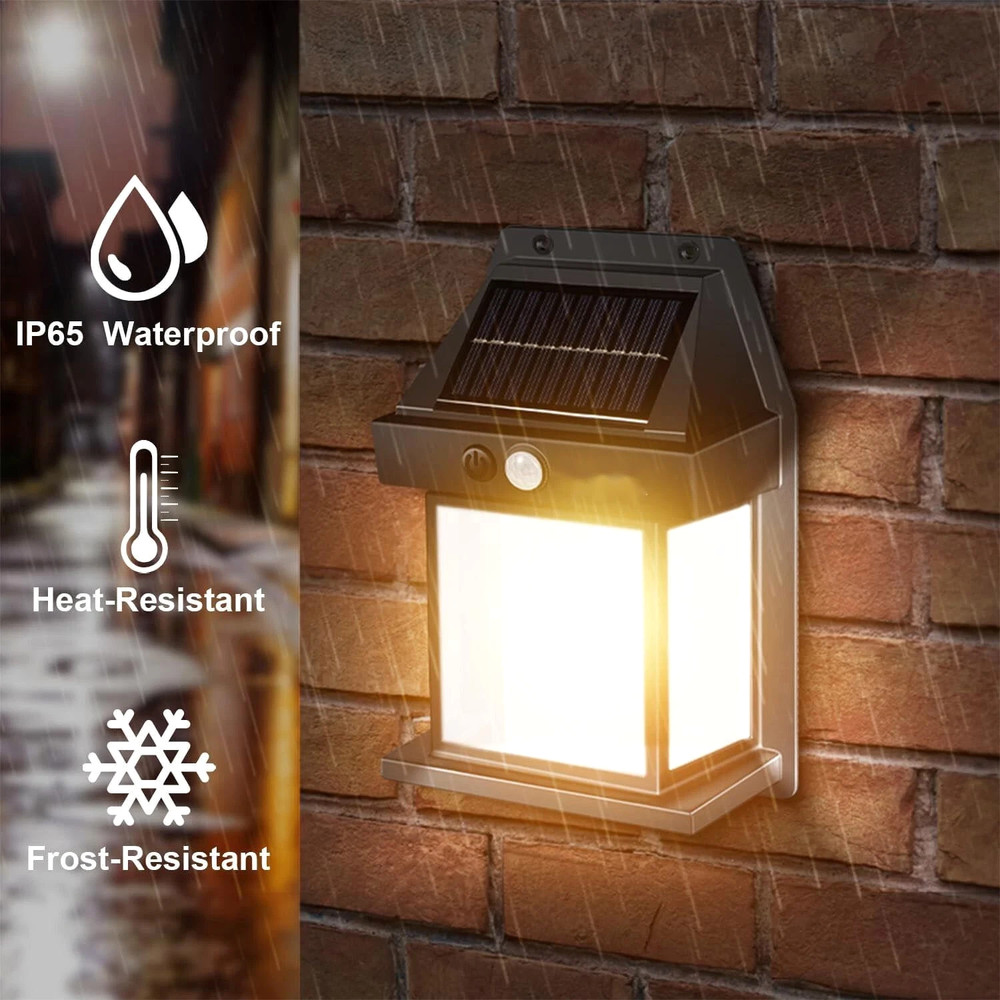 LED Solar Wall Light PIR Motion Sensor Outdoor Lantern Garden Yard Security Lamp