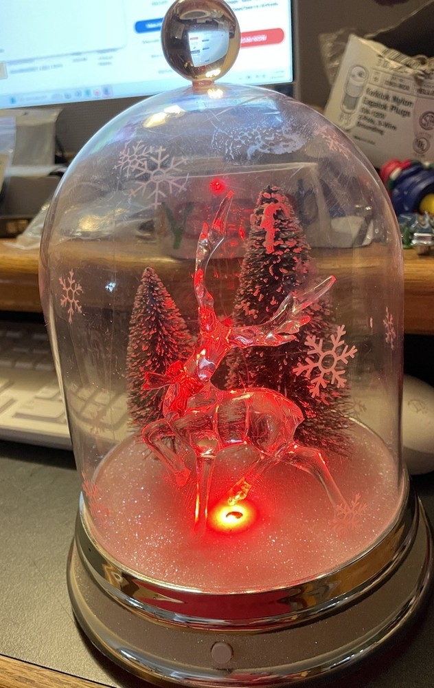 Lighted Musical Globe Deer ,Tree Scene w/Color Changing Lights 9"Test