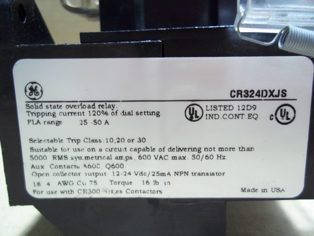 GE CR324DXJS Solid State Overload Relay 25-50A