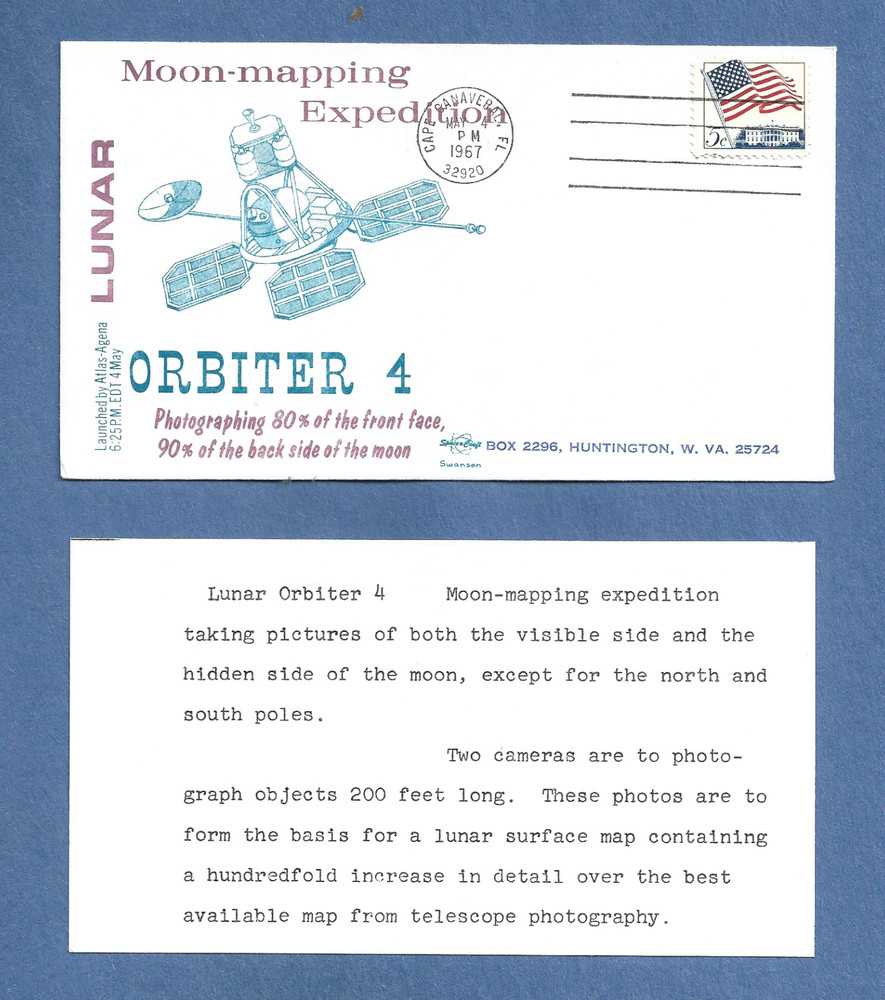 ORBITER 4 LAUNCH MAY 4,1967  CAPE SPACECRAFT SWANSON  SPACE COVER NASA