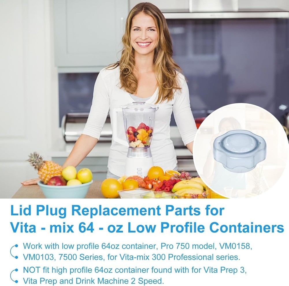 2-Pack Lid Plug Replacement for 64oz Low Profile Mixer Containers