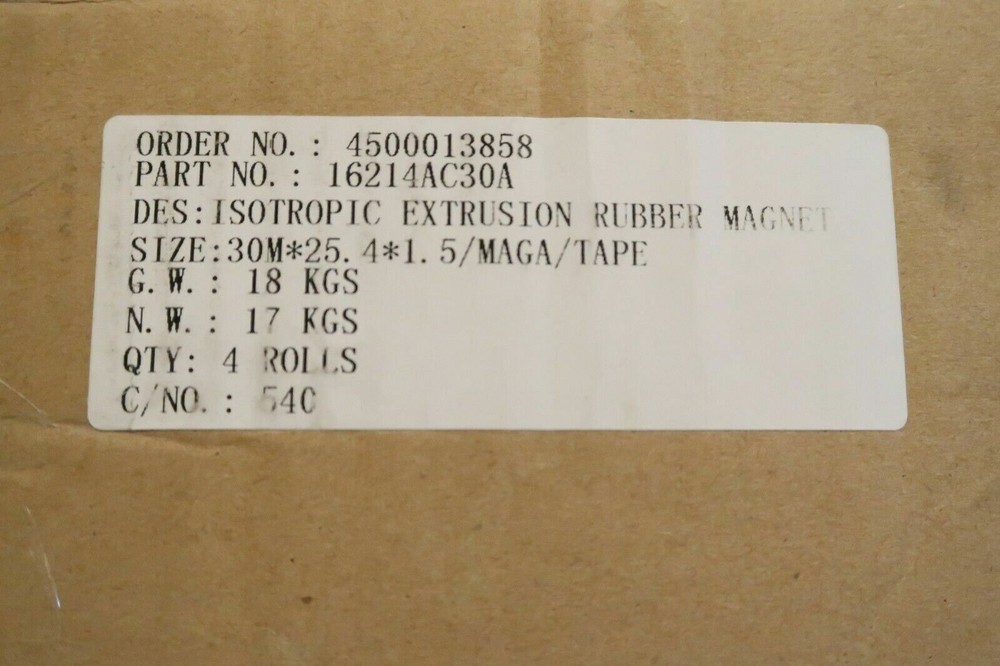 ECLIPSE MAGNETICS 16214AC30A Isotropic Extrusion Rubber Magnet Adhesive back